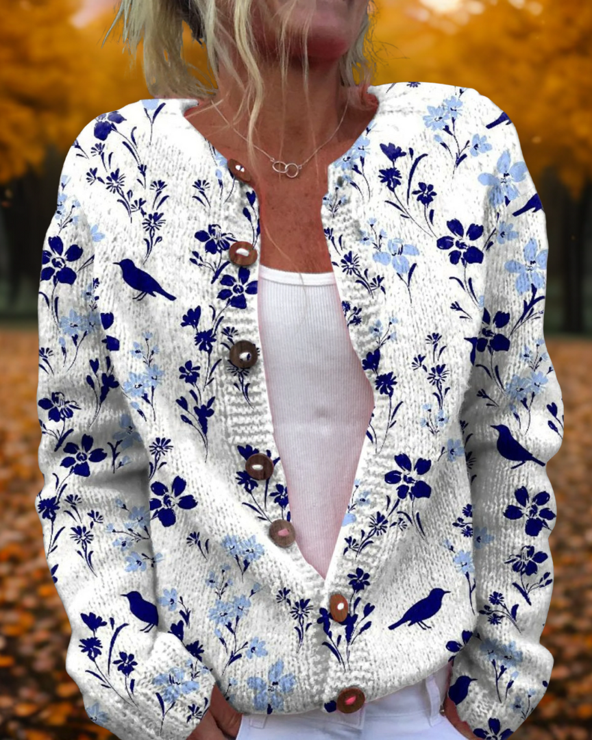 MAYLEE | Cárdigan Floral Vintage de Punto Suave