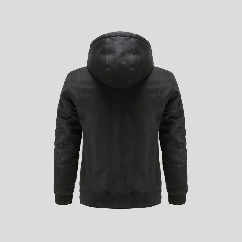 LANCE | Chaqueta de cuero con capucha para hombre