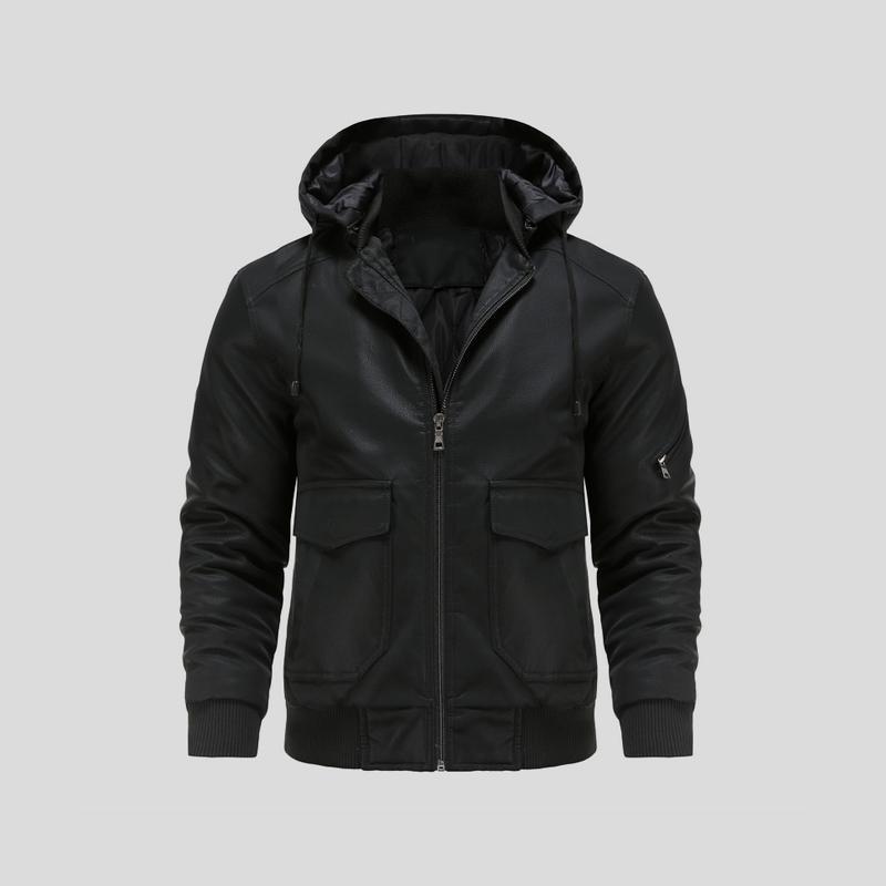 LANCE | Chaqueta de cuero con capucha para hombre