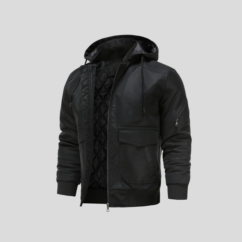 LANCE | Chaqueta de cuero con capucha para hombre