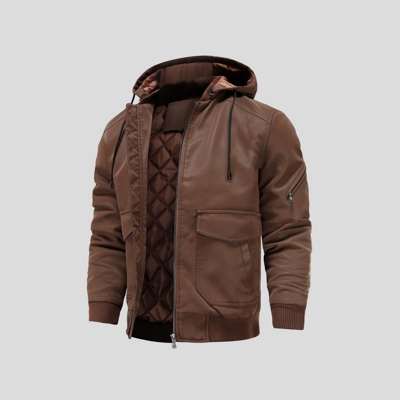 LANCE | Chaqueta de cuero con capucha para hombre