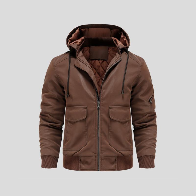 LANCE | Chaqueta de cuero con capucha para hombre