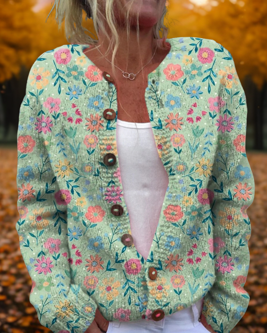 ALEAH | Cárdigan Floral de Punto Suave