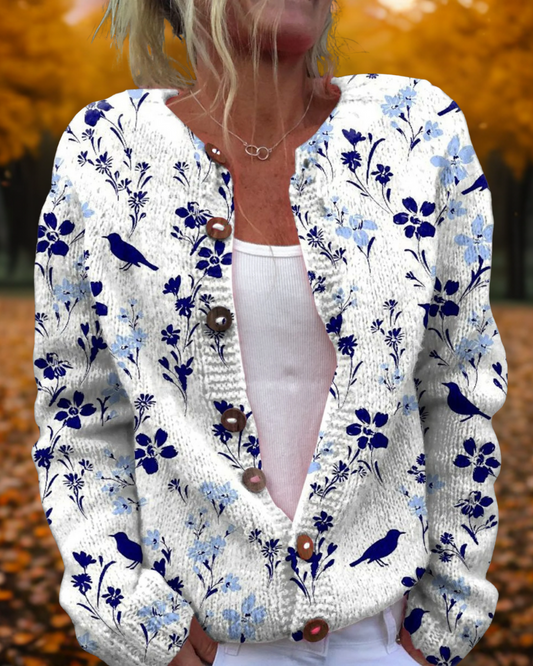 MAYLEE | Cárdigan Floral Vintage de Punto Suave