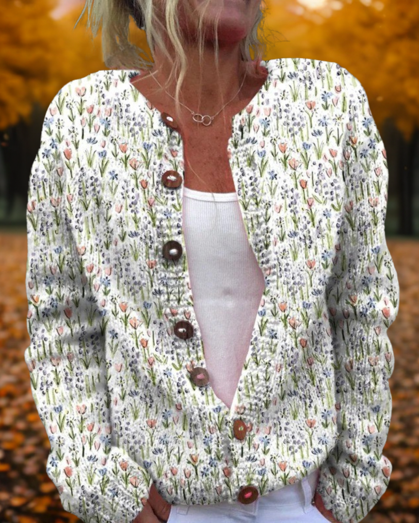 MICHELLE | Cárdigan Floral de Punto Ligero