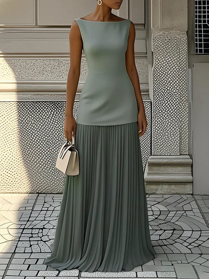 ELVIRA | Vestido largo plisado de diseño