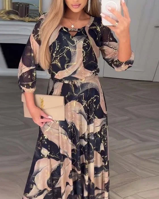 ALYSA | Vestido largo de gasa estampado