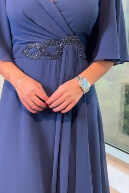 ELENA | Vestido de gasa con escote en V