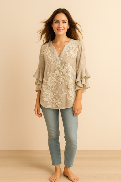 CARLA | Blusa holgada con estampado artístico