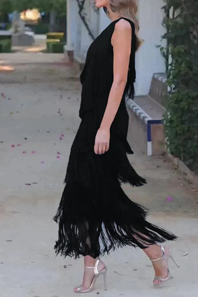 VALERIA | Vestido con flecos.