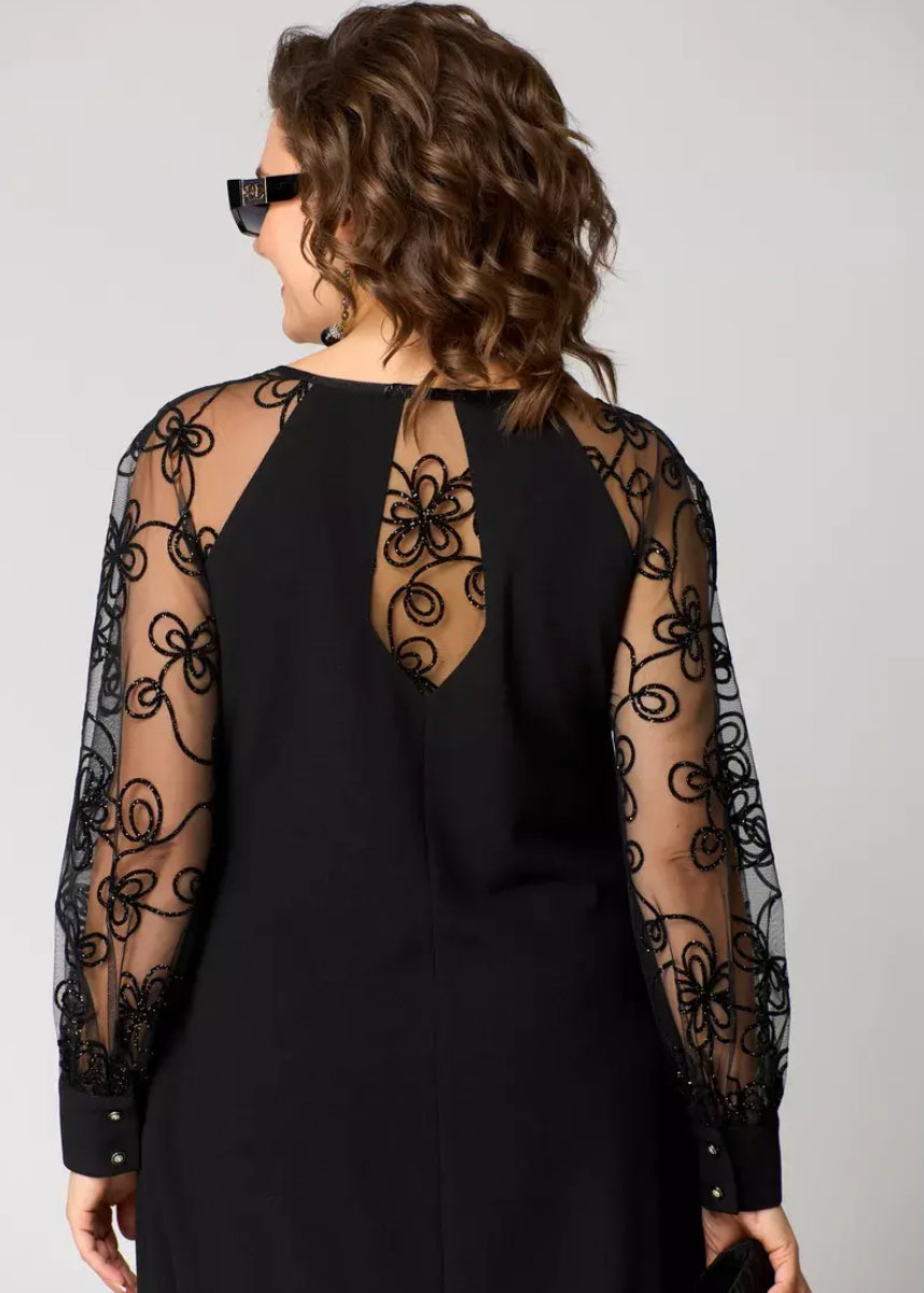 REGINA | Vestido con mangas de encaje