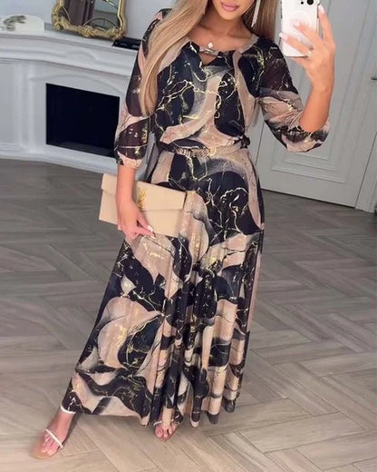 ALYSA | Vestido largo de gasa estampado