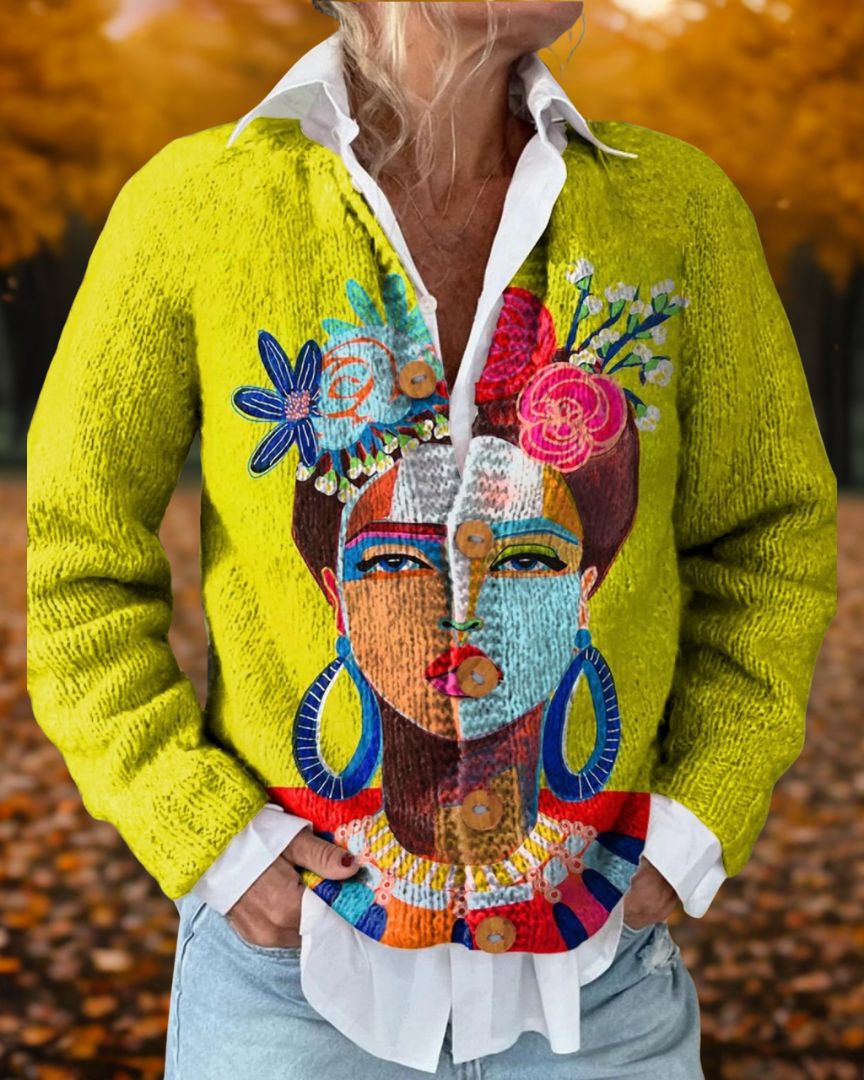 ANNA | Cárdigan Estampado de Arte