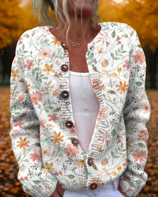 GRACE | Cárdigan Floral de Punto Suave