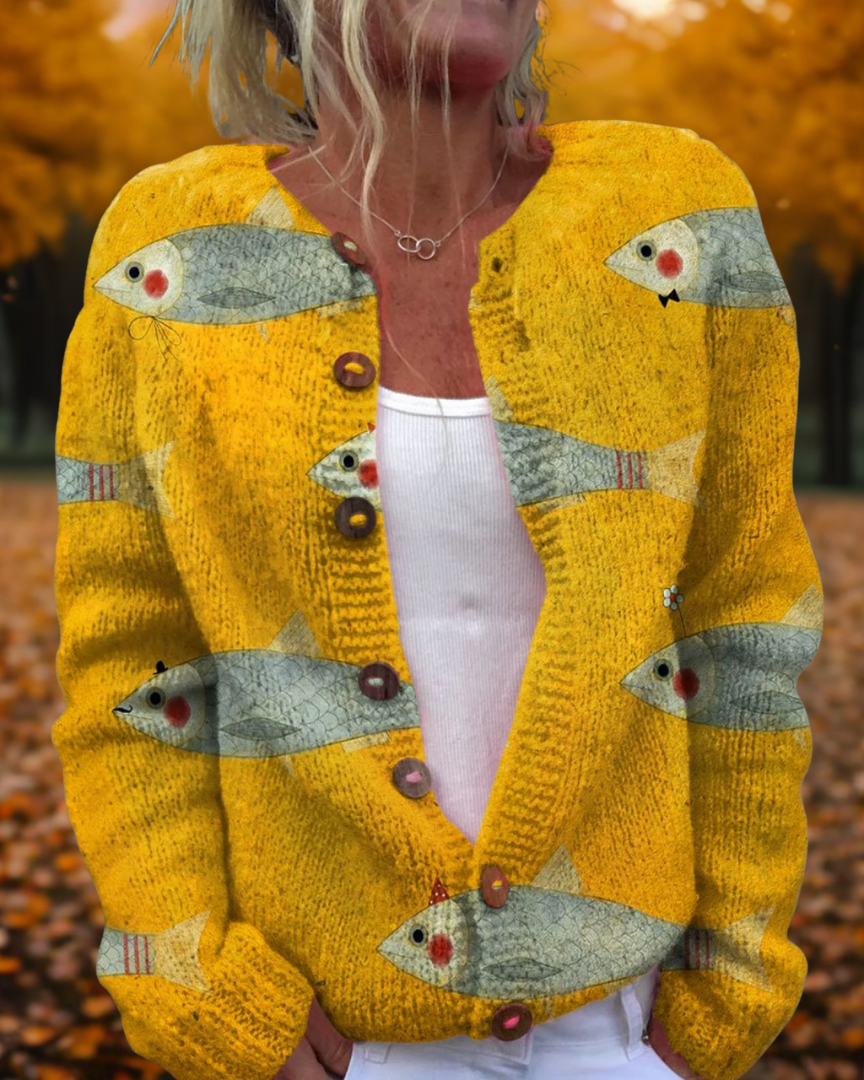 BELLA | Cárdigan Artístico de Punto Suave