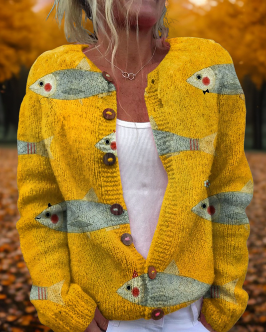 BELLA | Cárdigan Artístico de Punto Suave