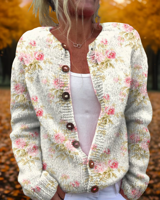 JESSIE | Cárdigan Floral de Punto Suave