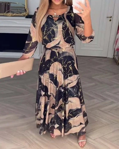 ALYSA | Vestido largo de gasa estampado