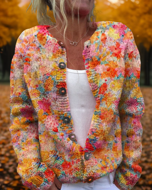 GWEN | Cárdigan Floral de Punto Suave