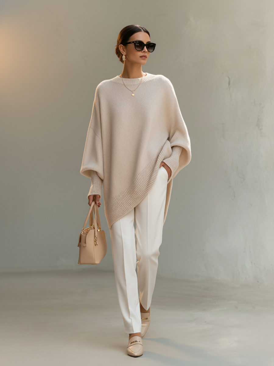 ELENA | Suéter poncho oversize de punto.