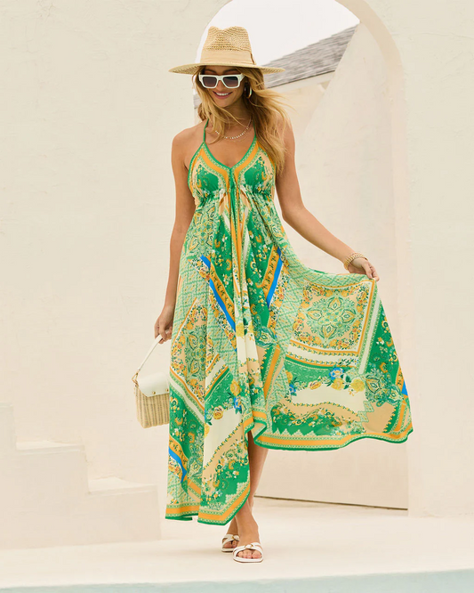 DELFINA | Vestido Largo Bohemio con Escote en V