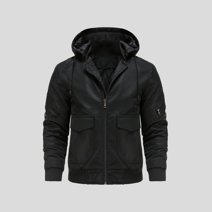 LANCE | Chaqueta de cuero con capucha para hombre