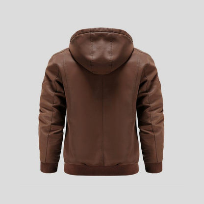 LANCE | Chaqueta de cuero con capucha para hombre