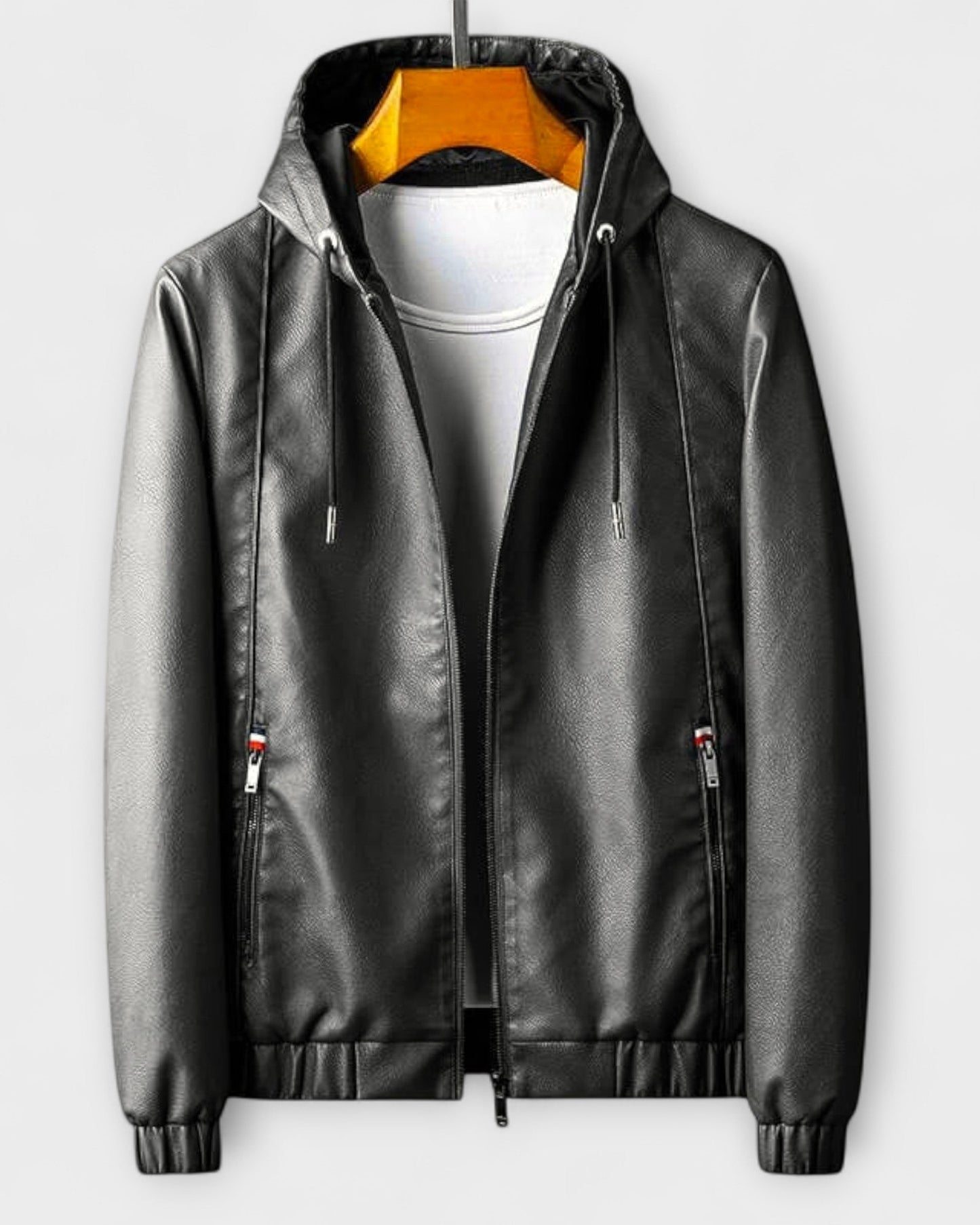 ARMANDO | Chaqueta de cuero ecológico con capucha