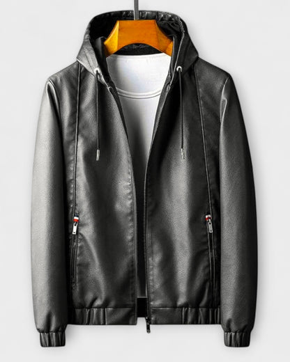 ARMANDO | Chaqueta de cuero ecológico con capucha