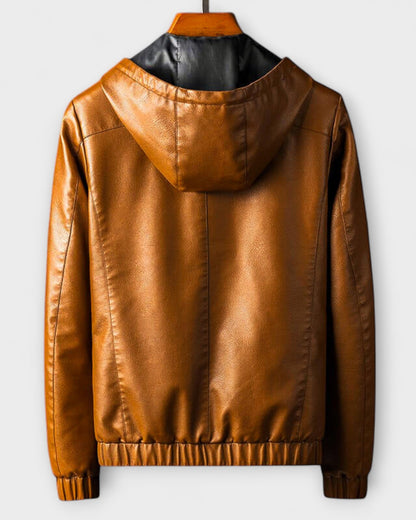 ARMANDO | Chaqueta de cuero ecológico con capucha