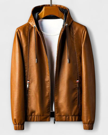 ARMANDO | Chaqueta de cuero ecológico con capucha