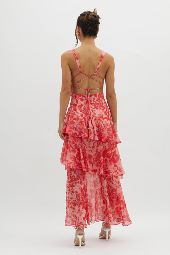 AURA | Vestido de con escote en V y volantes
