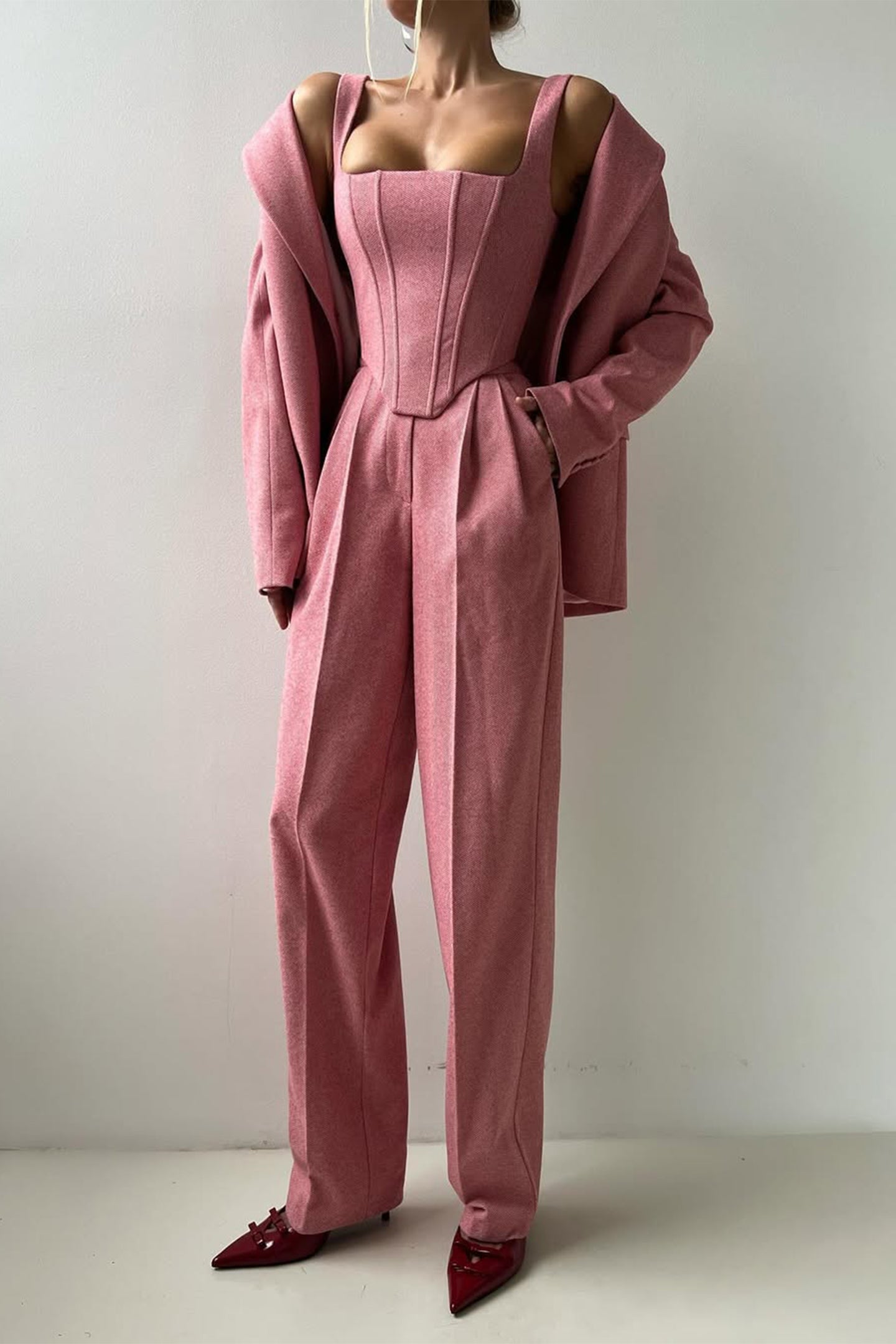 DOLCE | Conjunto de tres piezas con amaricana cruzada