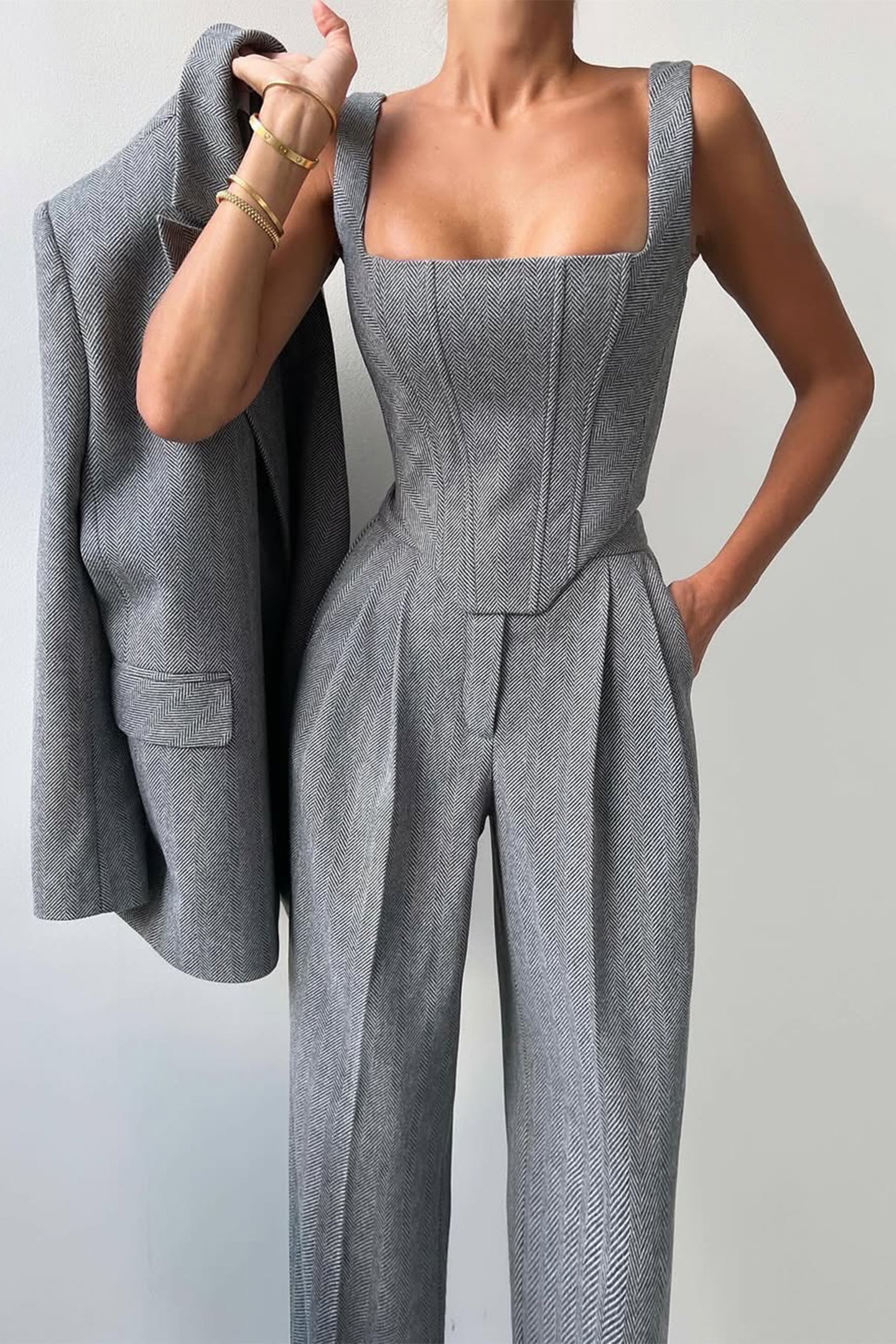 DOLCE | Conjunto de tres piezas con amaricana cruzada