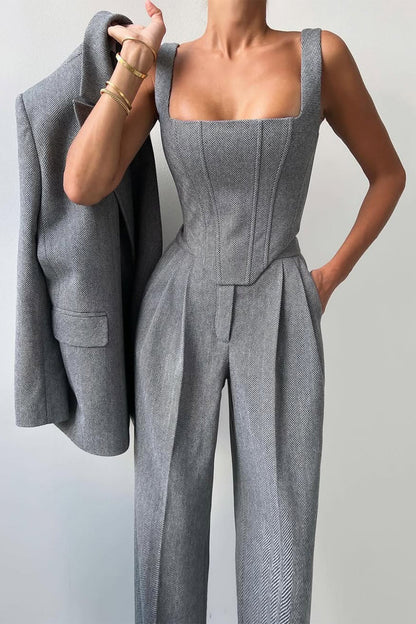DOLCE | Conjunto de tres piezas con amaricana cruzada