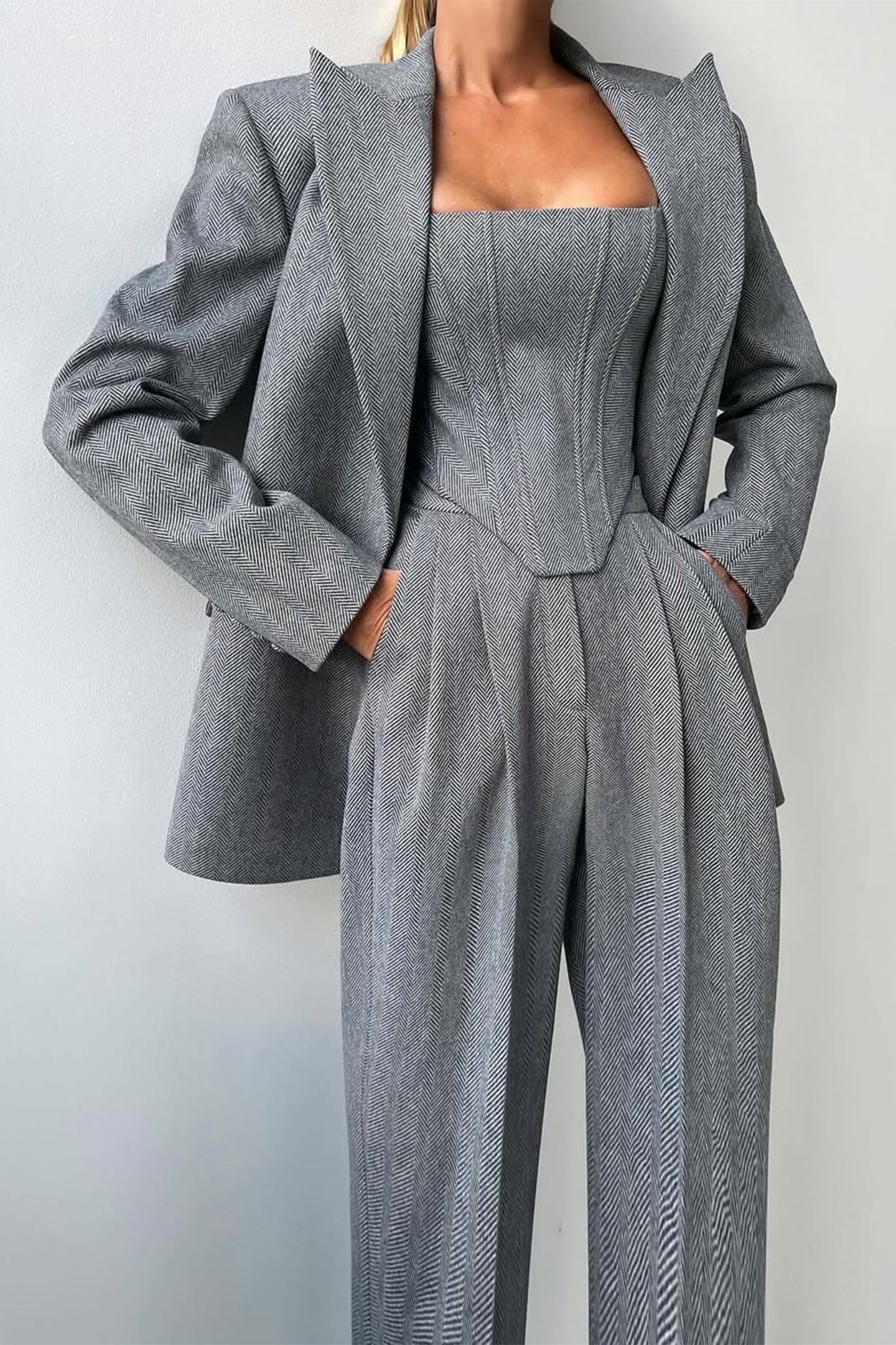DOLCE | Conjunto de tres piezas con amaricana cruzada