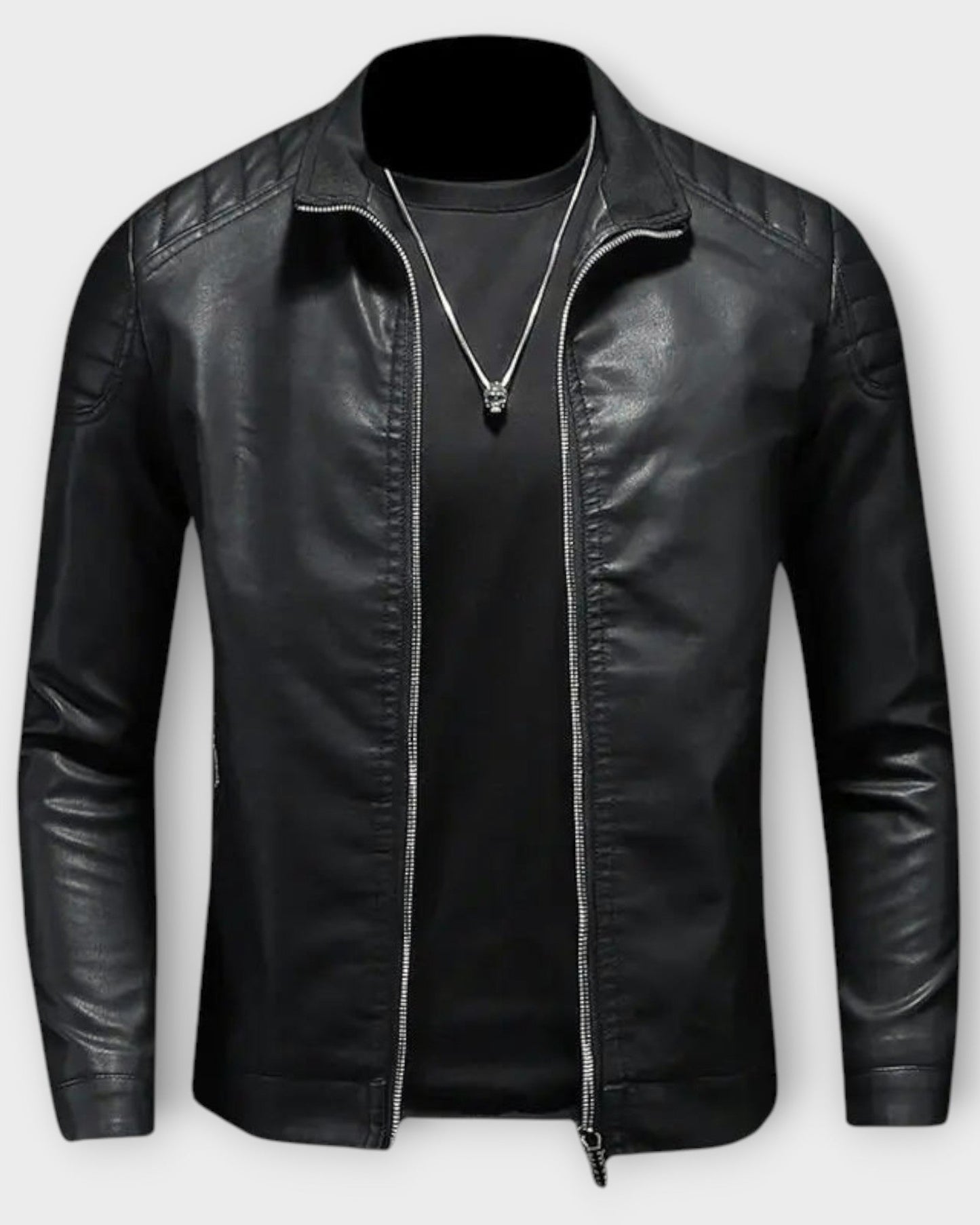 GUSTAVO | Chaqueta de cuero con cuello alto