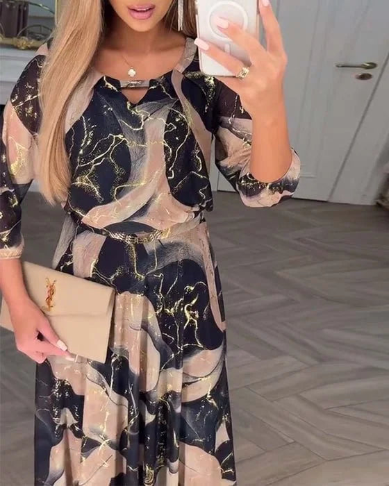 ALYSA | Vestido largo de gasa estampado