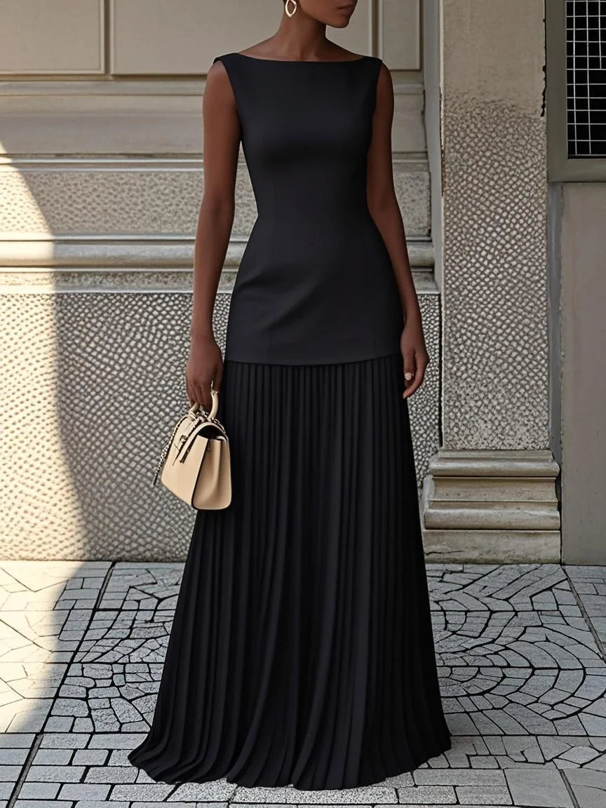 ELVIRA | Vestido largo plisado de diseño