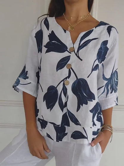 CAMIL | Camisa estampada con cuello en V