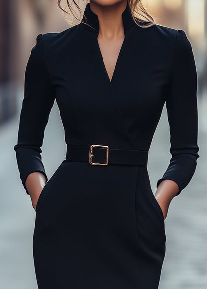 DALIA | Elegante vestido con cuello mao y cinturón