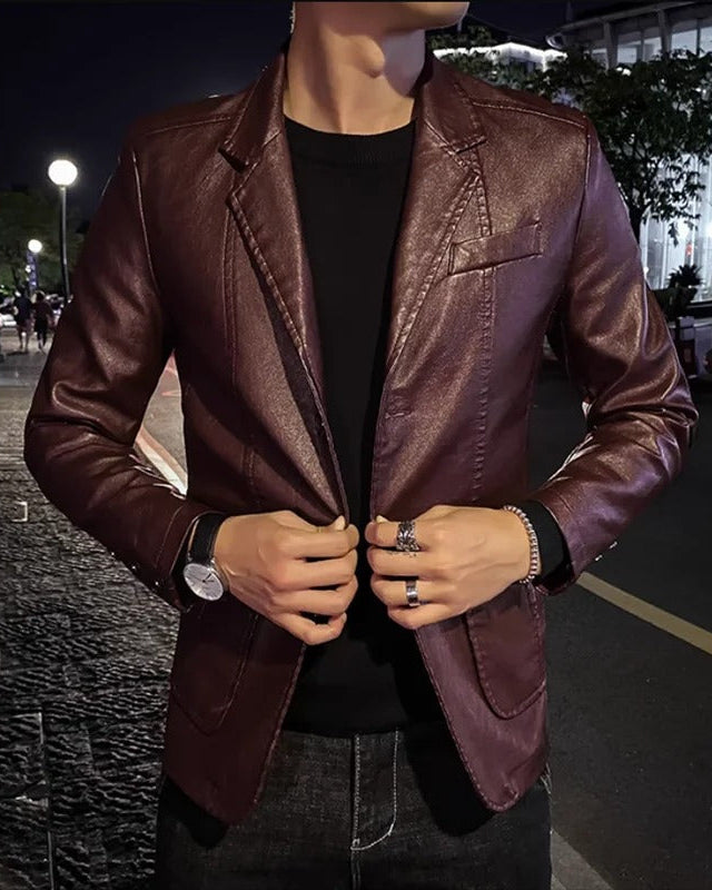 MARIO | Chaqueta de Cuero Informal para Negocios