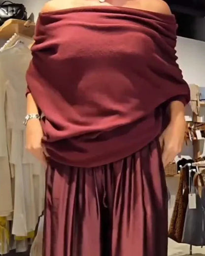 ILANA | Conjunto fluido con top drapeado y pantalón ancho